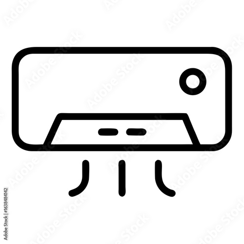 Air conditioner unit with airflow illustrated in minimalist style  
