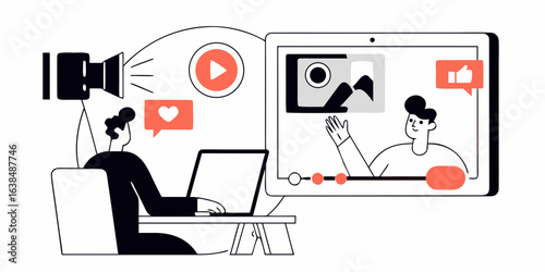 Content creator interacting with online video and social media