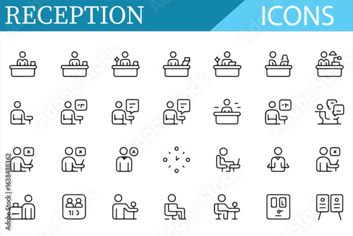 Minimalist Reception and Customer Interaction Icons for Business