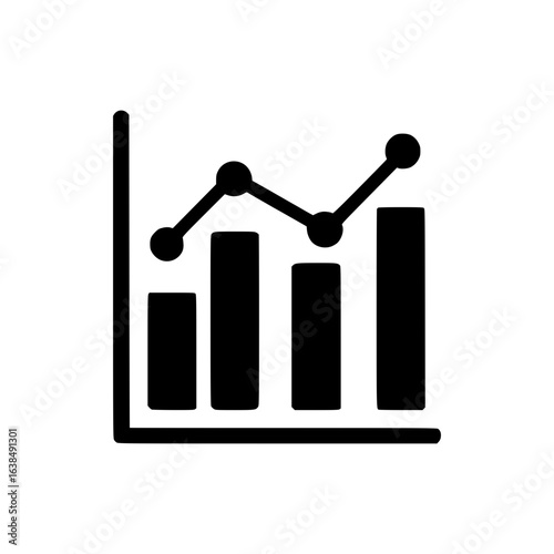 Data analytics bar chart and line graph icon isolated