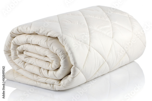 Rolled White Duvet Isolated on White Background
