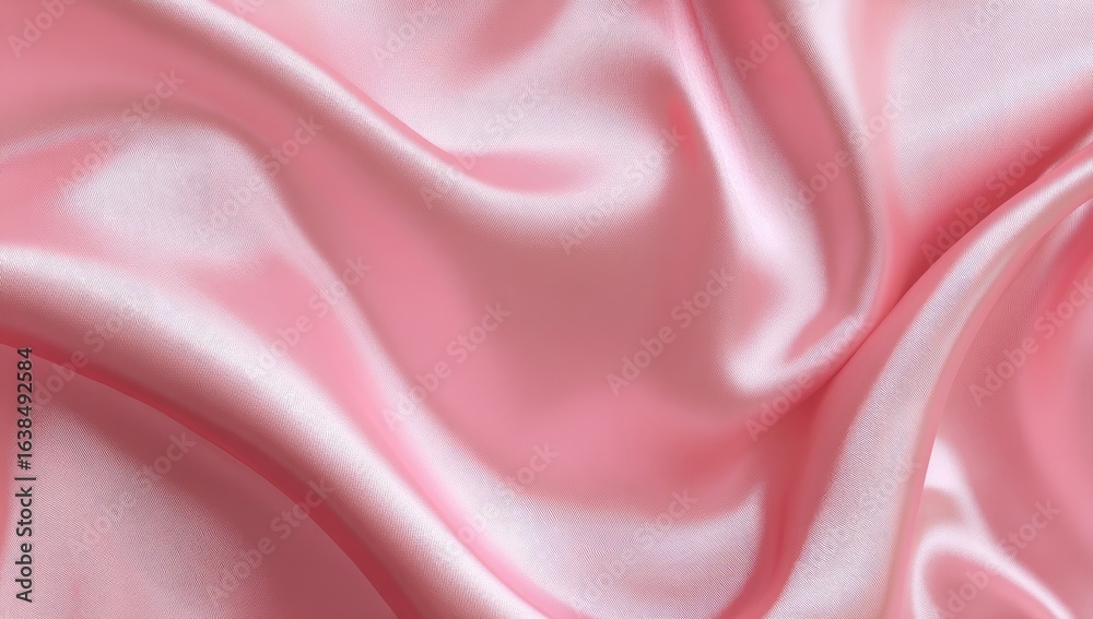 Fototapeta premium Close-up view of soft, flowing pink satin fabric