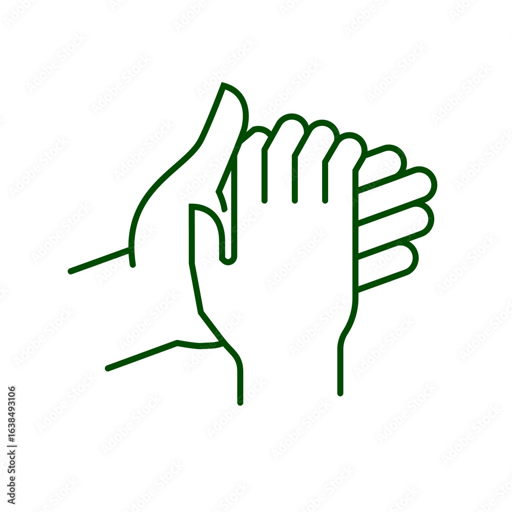 Obraz premium Team of people holding hands, a vector illustration of human fingers and palms as a symbol of love, help, and business concepts