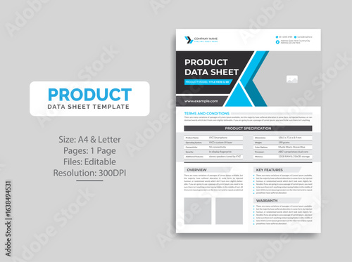 Product Data Sheet template design