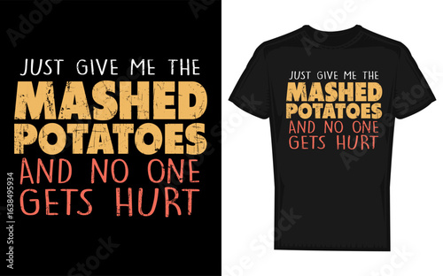 Funny Thanksgiving Cat Silhouette Design with a Give Me Mashed Potatoes Message Perfect for Holiday Apparel and Decorations silhouette