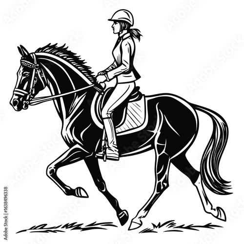 Equestrian Artistry Graceful Horse and Rider Silhouette in Motion Capturing the Harmony of Horseback Riding