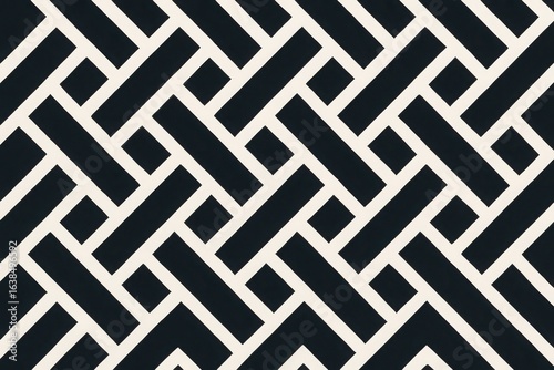 Interwoven Geometric Basketweave Seamless Pattern in Black and White Design