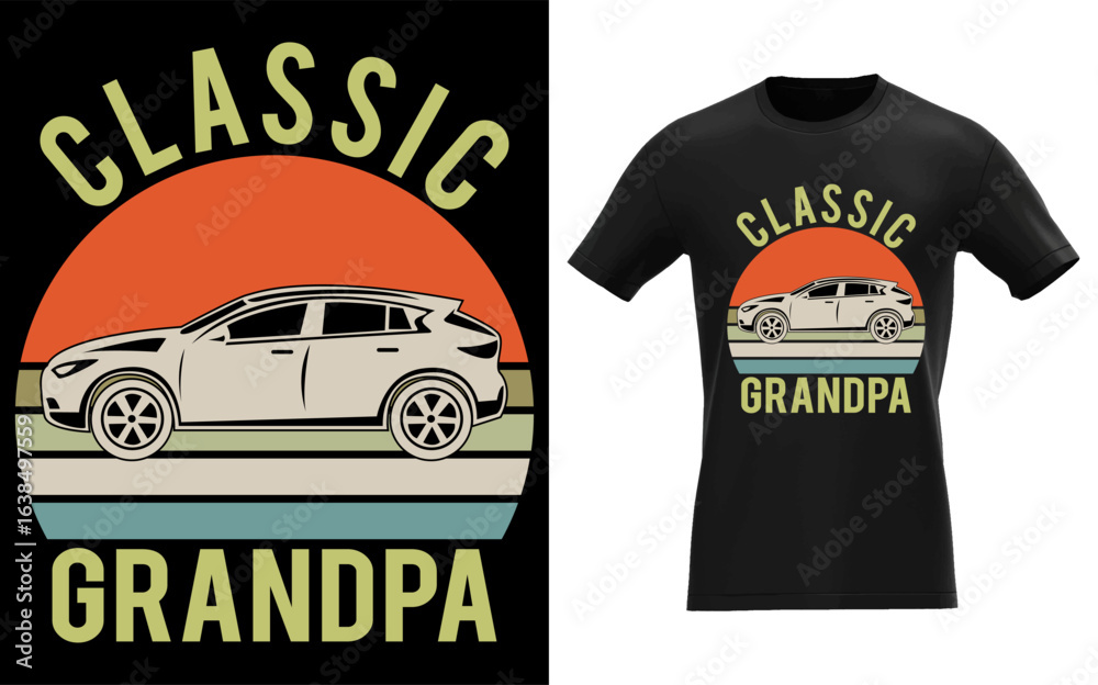 Obraz premium Funny Grandpa Classic Car Graphic Vintage Retro