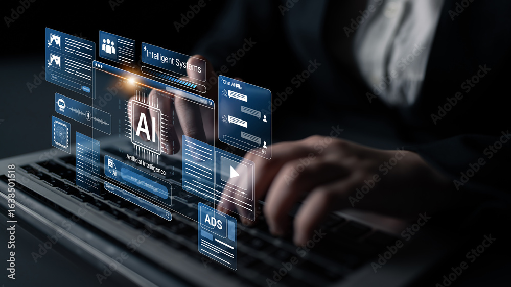 Obraz premium AI Assistant Brain Processor with LLM Technology, Big Data, Machine Learning, Generative AI for Business Support, Future Agentic AI Technology and Artificial Intelligence Prompt Engineering. Spline