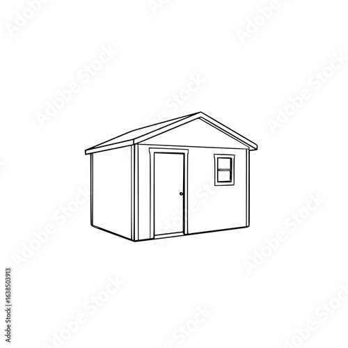 Henhouse illustration in linear style 