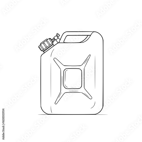 Gasoline canister in outline style, simple vector linear illustration, black and white