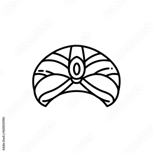 Turkish turban simple black line illustration