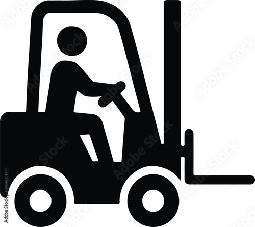 Silhouette forklift truck icon industrial vehicle equipment vector illustrator