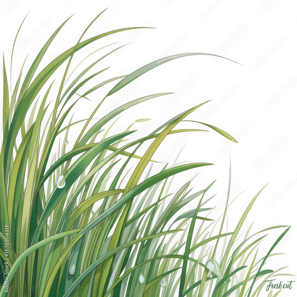 Fototapeta premium grass isolated on white background isolated on white and transparent background