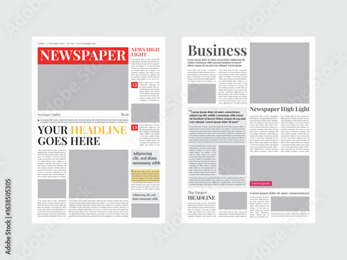 The daily newspaper layout, magazine design, Old newspaper pages template