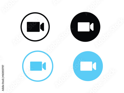 Video Camera Icon – Streaming, Video Call, and Facetime Symbol, Flat Vector Illustration