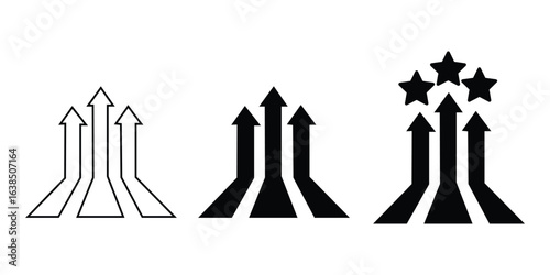 Business Growth Up Arrows Icon Set