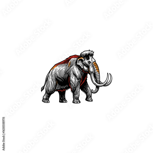 Mammoth elephant icon logo flat vector design