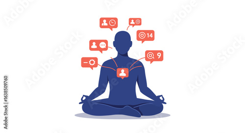 Meditation and social media notifications balancing mindfulness and connectivity