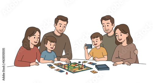 Family enjoying quality time playing strategy board game together