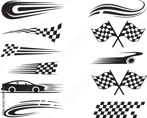 Race Flag and Speed Graphics Collection of Vector Illustrations