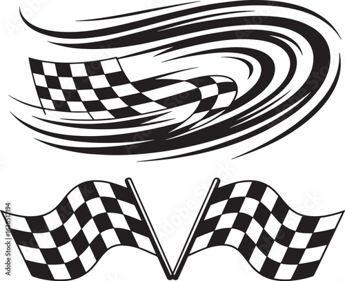 Checkered Flags Racing Finish Line Graphic Design