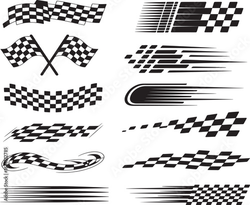 Checkered Flags Race Flag Designs, Graphic Elements, and Vector Illustrations