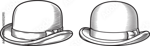 Bowler hats, classic black and white vintage illustration