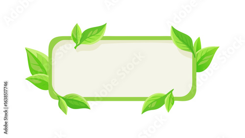 Leaf frame vector design with green leaves border for organic natural product presentation and decoration use