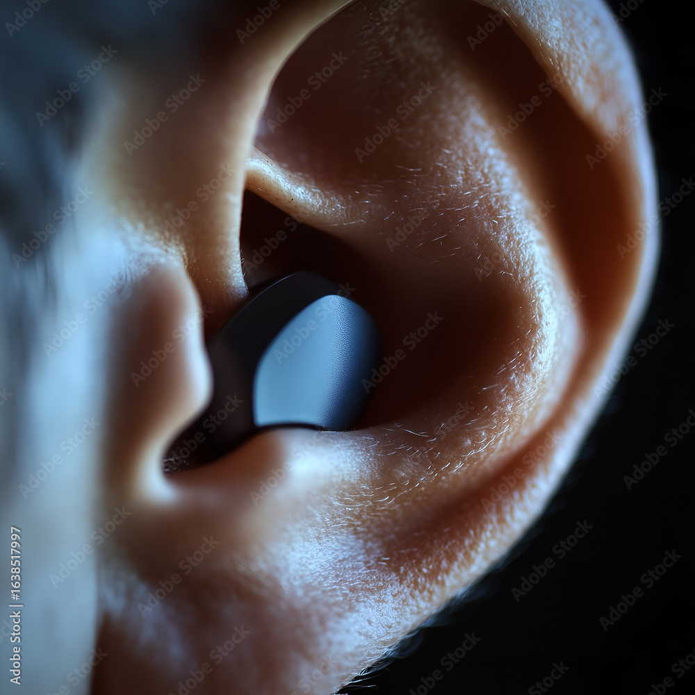 custom made wallpaper toronto digitalClose Up Of A Human Ear With Small Hearing Aid Device