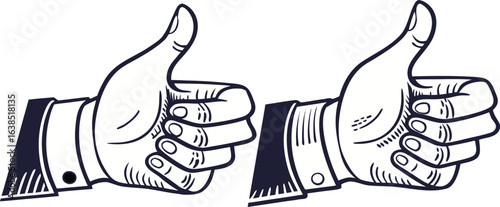 Thumbs up and down vector illustration of hand gesture icons