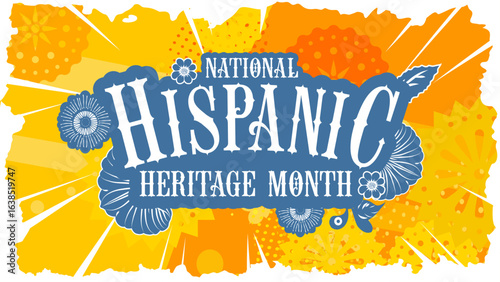 National hispanic heritage month celebration banner poster card with folk patterns for social media, networks - vector illustration