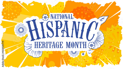 National hispanic heritage month celebration banner poster card with folk patterns for social media, networks - vector illustration