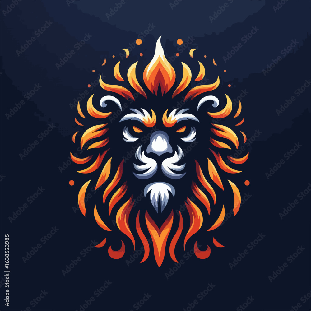 Fototapeta premium fire aura lion head illustration 