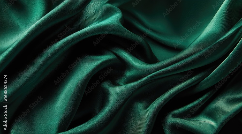 custom made wallpaper toronto digitalDeep emerald green silk draped in flowing folds (1)