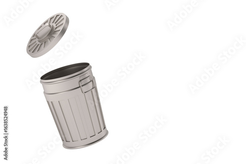 Open garbage basket on white background. Isolated 3D illustration