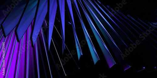 Fototapeta Naklejka Na Ścianę i Meble -  Abstract dark background, futuristic glass structure, 3d render