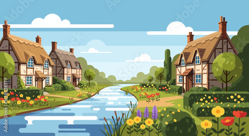 Idyllic waterside cottages evoke a sense of tranquility and timeless charm