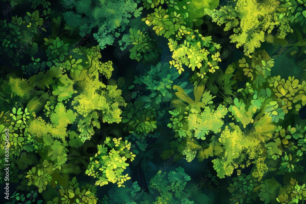 Naklejka premium Lush green canopy paints the forest