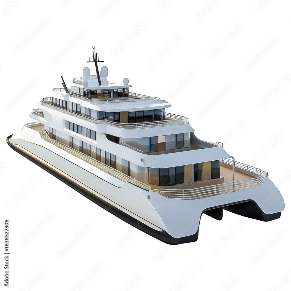 Obraz premium Luxury Yacht on the Water: This image captures a luxury yacht with a sleek, modern design, gliding gracefully on the ocean, evoking a sense of opulence and adventure. 