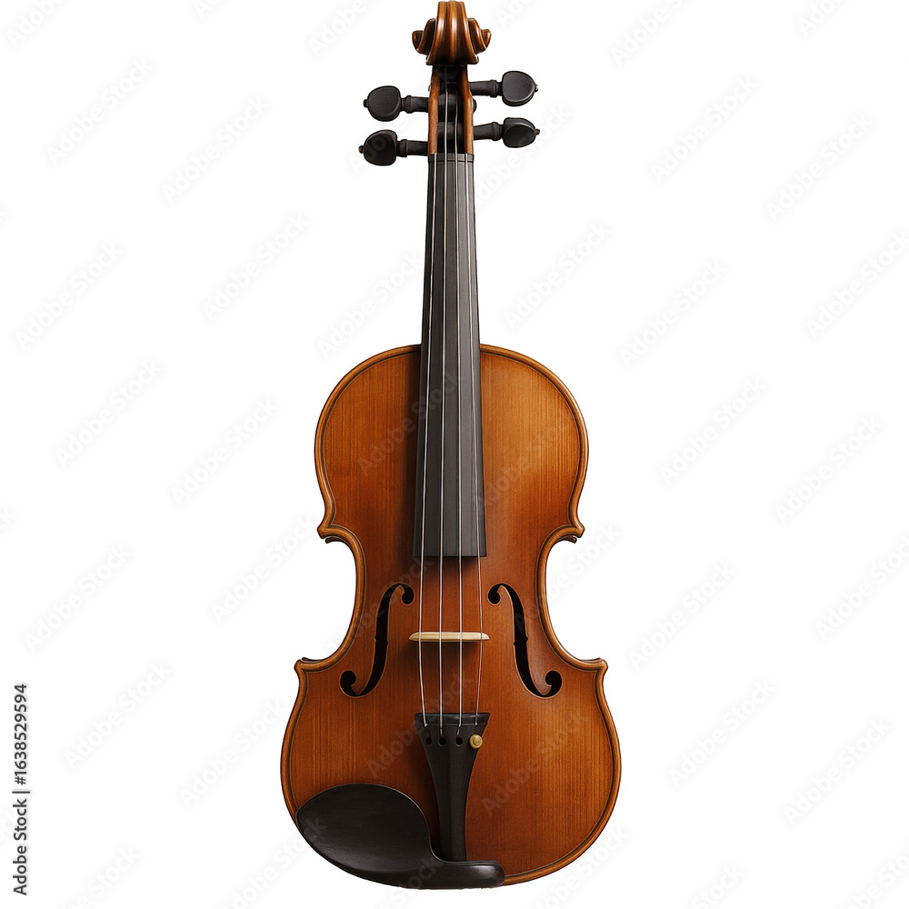 Obraz premium Elegant Wooden Violin with Rich Brown Finish, Showcasing Intricate Craftsmanship and Musical Heritage