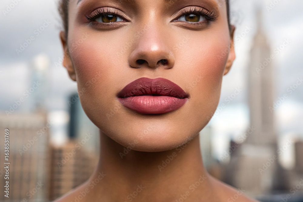 custom made wallpaper toronto digitalBrown skin close-up shows smooth texture, natural lighting. Emphasizes beauty products, fashion editorial, magazine covers.