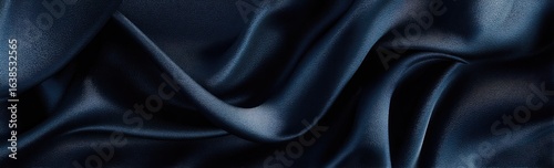 Deep navy blue silk drapery, elegant folds