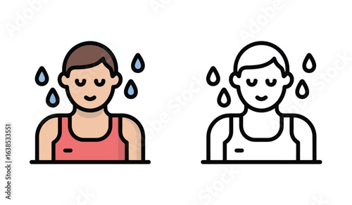 Sweaty Person Exercising After Intense Physical Activity In Colored and Black and White Versions