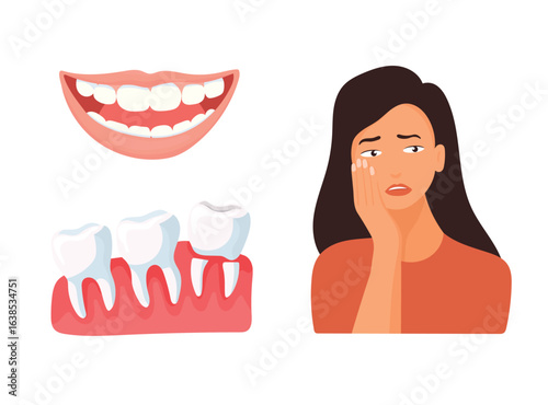 Dentistry. Flat vector clipart, illustration with isolated background.