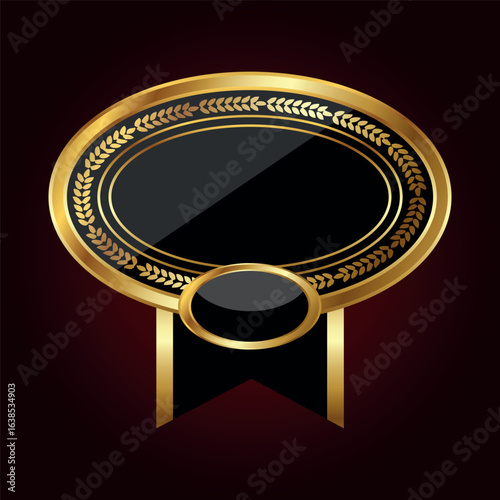 The oval gold frame with a black center and decorative elements symbolizes prestige, success, honor, and formality.