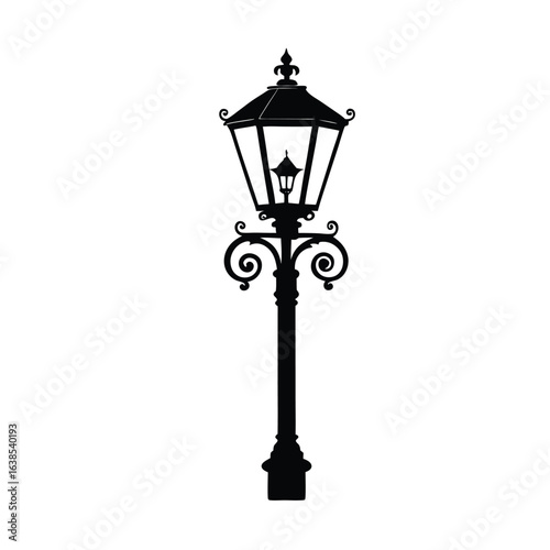 vintage street lamp Silhouette Vector