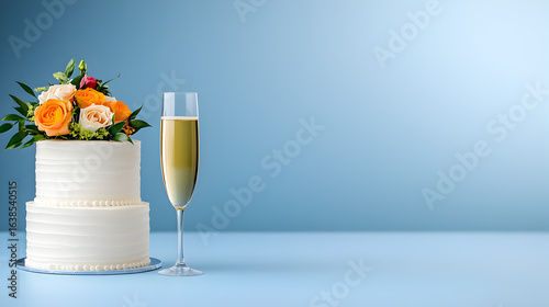 lavish wedding reception featuring a beautiful cake display and a champagne toast