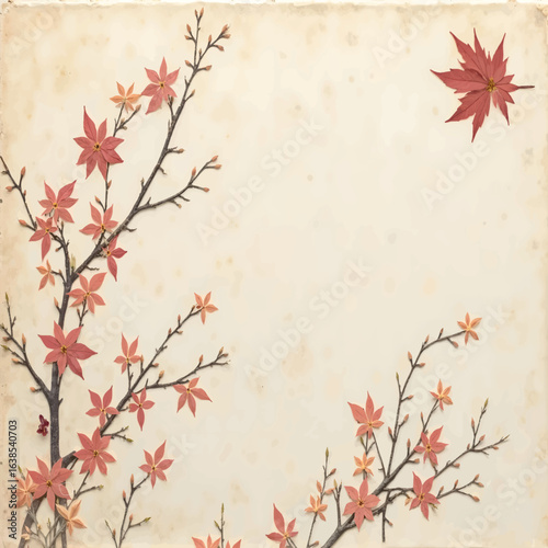 "Maple Leaf Frame: Autumnal Background with Red Leaves"