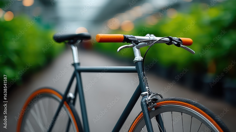 Obraz premium A bicycle with orange grips and a black seat